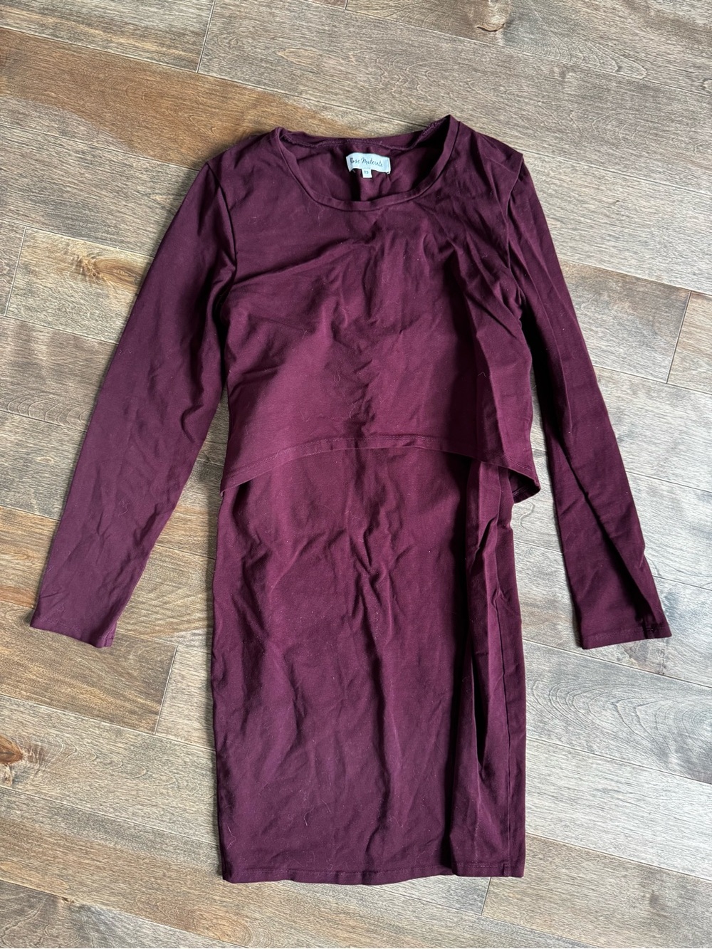 Layered Burgundy Midi Dress with Long Sleeves